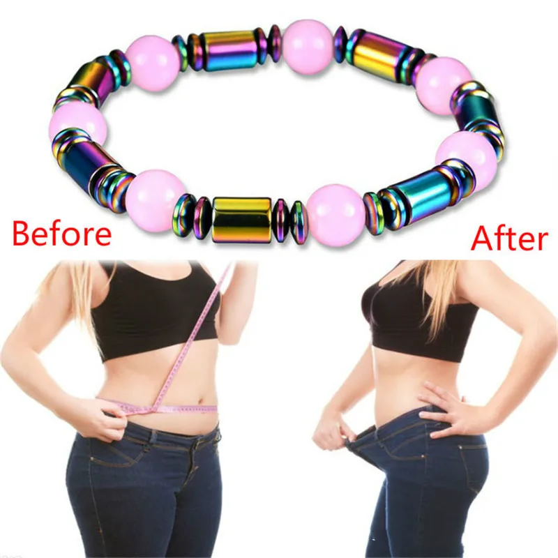 Красочный лечебный браслет для потери веса с черными камнями Магнитный гематит