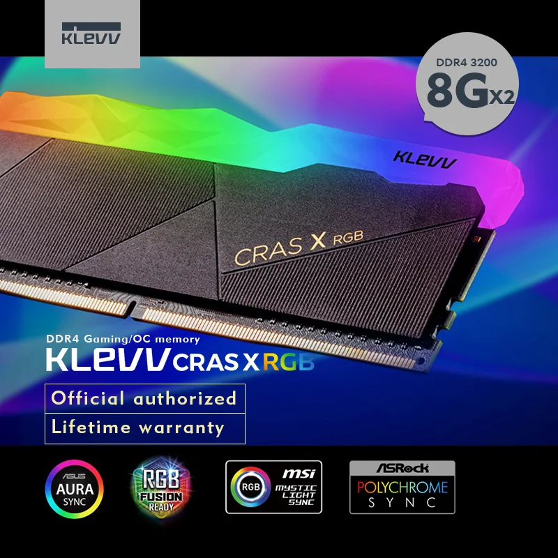 Klevv CRAS X 32 ГБ 16 память для ПК модуль настольный компьютер DDR4 XMP 2 0 PC4 3200 МГц ram 8 гбx2 = RGB