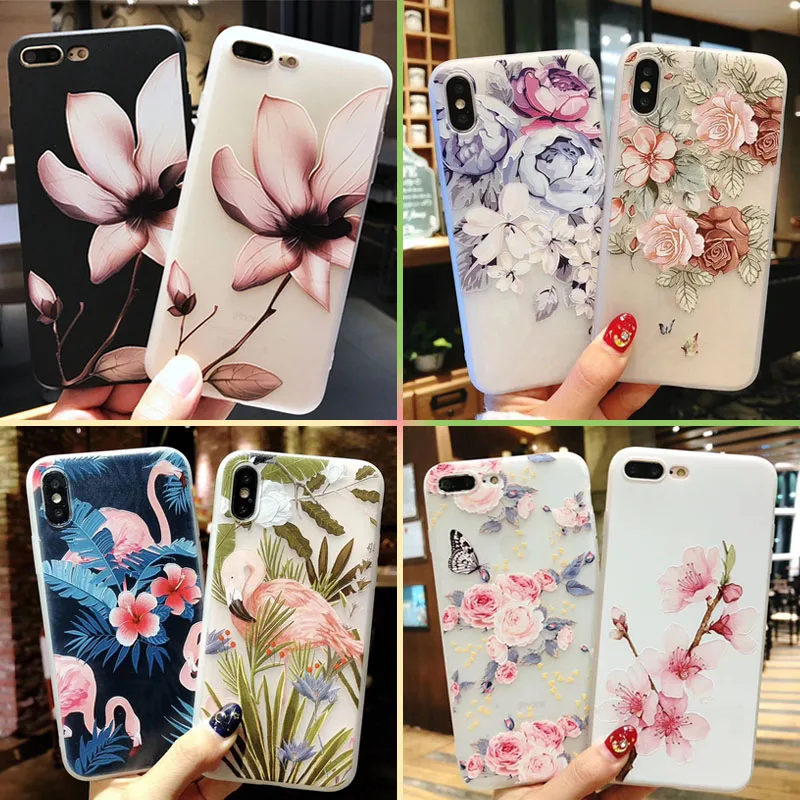 11 Pro мягкий чехол для iPhone 8 Plus 6S XS MAX XR чехлы телефонов Защита силиконовый с цветком