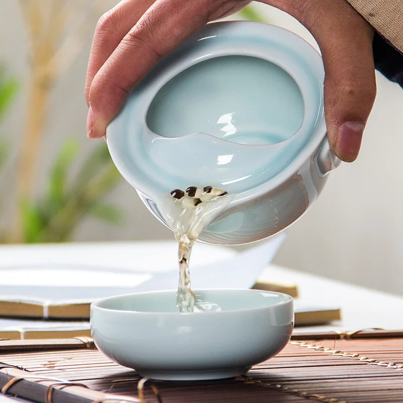 Высококачественный дорожный чайный сервиз Celadon 3D для карпа синий gaiwan стандартный