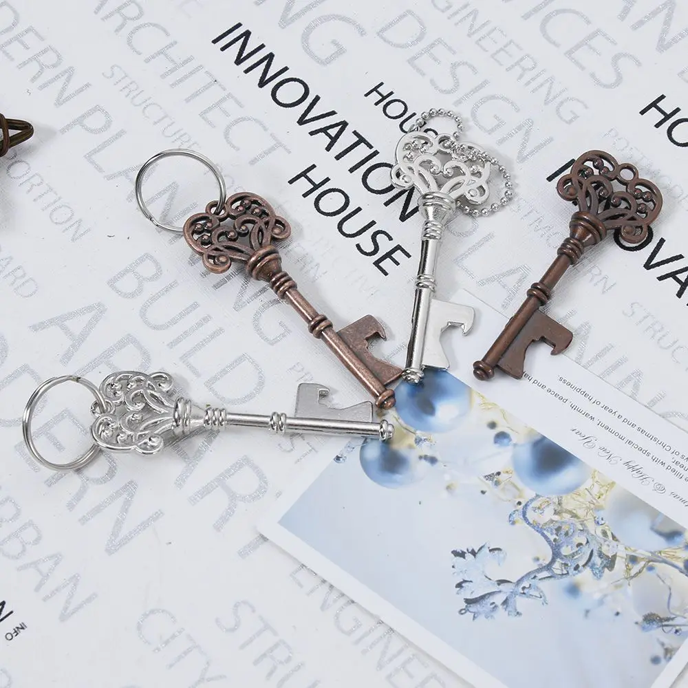 Key Shaped Bottle Opener Keychain - Zinc Alloy Copper Silver Color Key Ring Beer Opener - Unique and Creative Gift image 2
