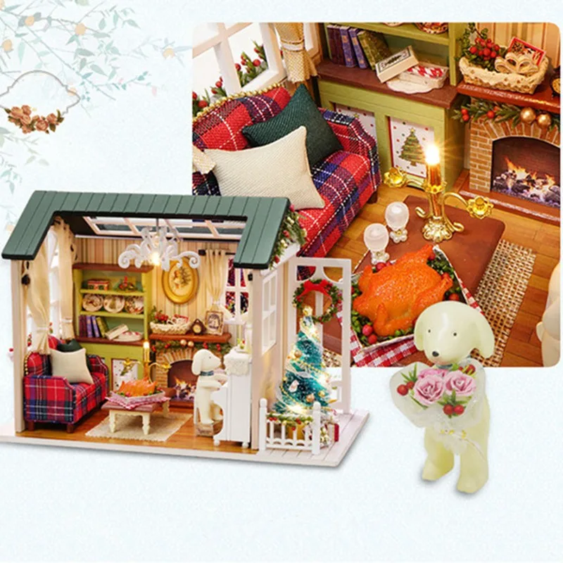 New CuteRoom Z-009-A Dollhouse Handmake DIY Doll House Miniature Kit Collection Christmas Gift With Light Toy For Children | Игрушки и