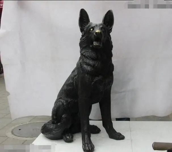 32 &quotклассический Медь резные животных собака статуя волка арт Скульптура|sculpture