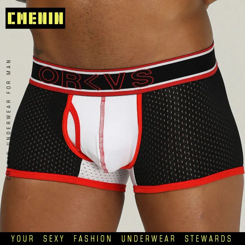 ORLVS сексуальное мужское нижнее белье боксеры сетчатые трусы мужские хлопковые