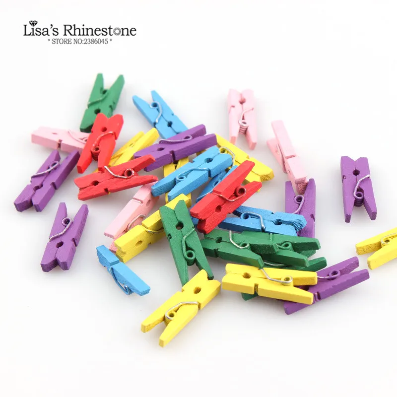 Прищепки маленькие из натурального дерева разных цветов 50 шт.|mixed color|mix color sizemix size