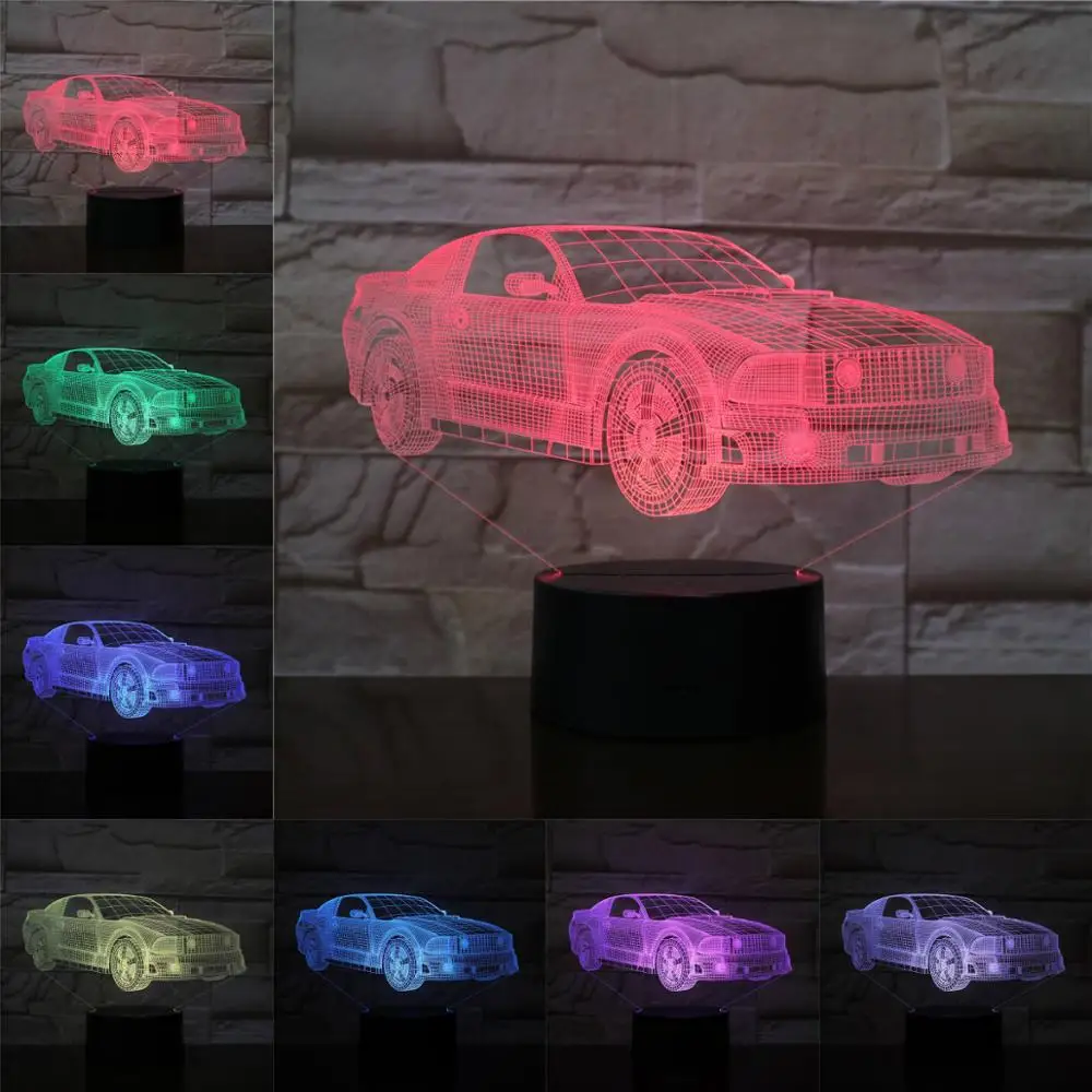 Для мальчиков и мужчин гоночный спортивный автомобиль 3D лампа ночник