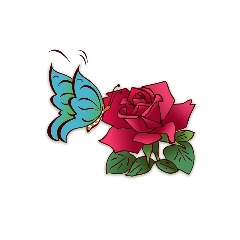 YOJA 22.4X19CM Cartoon Rose Butterfly Girl Bedroom Wall Sticker Lovely Animal WC Toilet Decal T1-2121 | Дом и сад