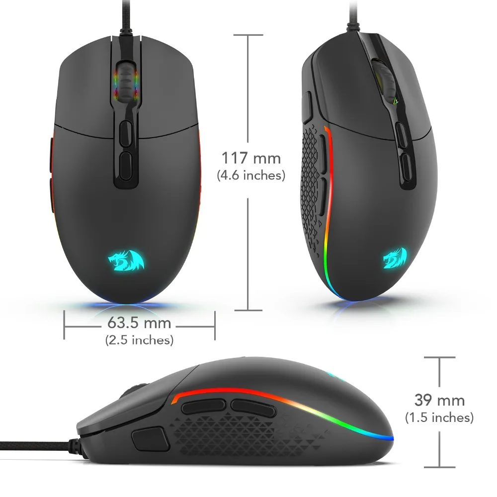 Redragon INVADER 10000 dpi 7 программируемых кнопок Проводные оптические Игры мышь RGB с