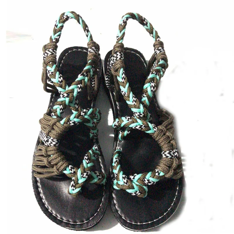 Женские пляжные сандалии LX 45 в римском стиле с пеньковой веревкой для лета 2019 |