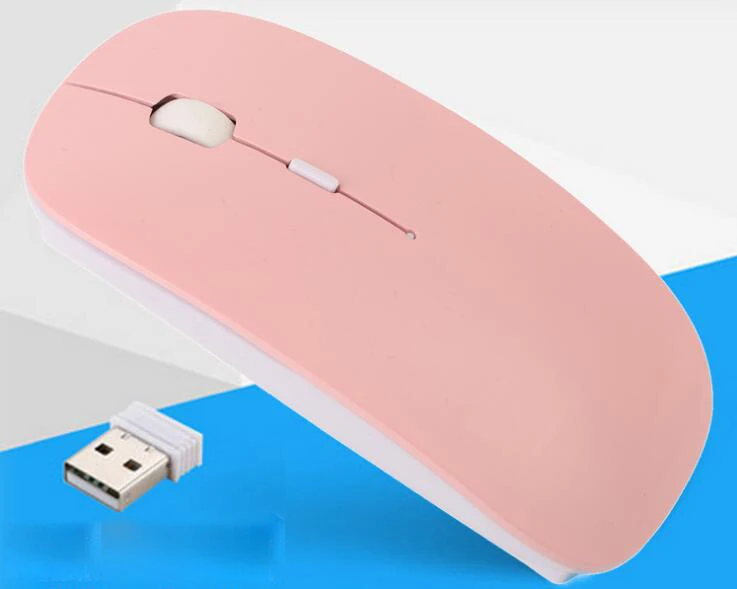 USB мышь для Macbook Air Pro, для Win 10/Mac ноутбук беспроводная мышь перезаряжаемая Бесшумная оптическая игровая мышь - Цвет: Розовый
