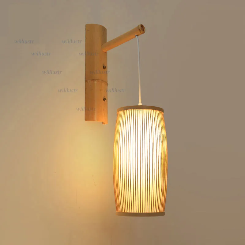 売却 日本の禅竹壁ランプ中国風の木製ランタン燭台通路廊下玄関戸口レストランホテル手作り照明