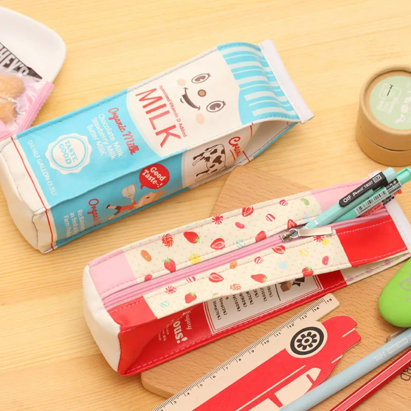 1pcs Random Creative Large Capacity Student Stationery Box Cute Carton Milk Pencil Bag For Children Kawaii Storage Tool | Канцтовары для
