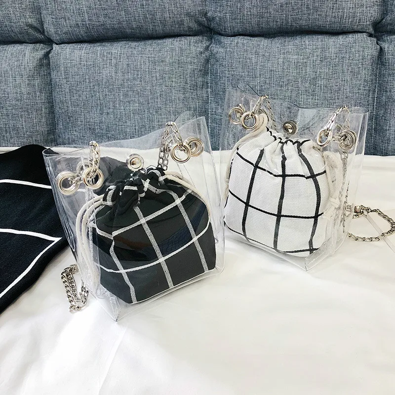 Женские сумки на плечо повседневные прозрачные из комбинированного полиуретана