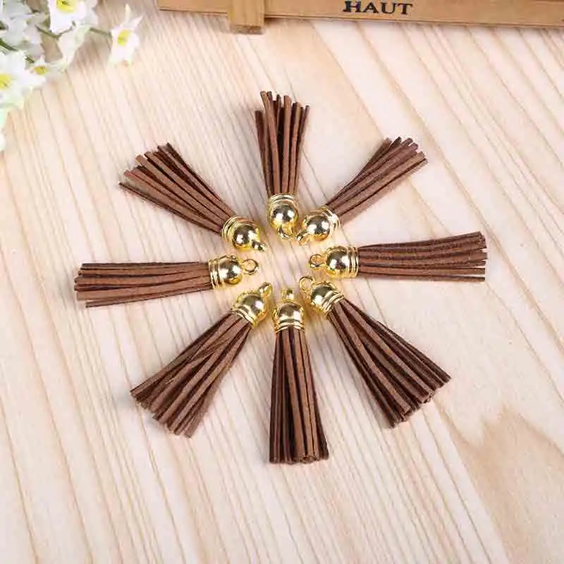 chocolate 12 шт./лот, замша, кожа, кисточка, шелк, бахрома, челка, цветок, кисточка, отделка, декоративные кисточки для штор, аксессуары для украшения дома - Цвет: chocolate