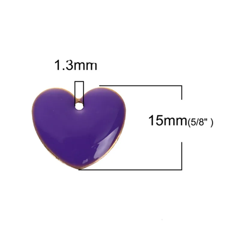 DoreenBeads Fashion Copper Enamelled Sequins Pendant Heart Unplated Colorful Enamel Jewelry DIY 16mm x16mm( 5/8&quot x 5/8&quot) 10 PCs |