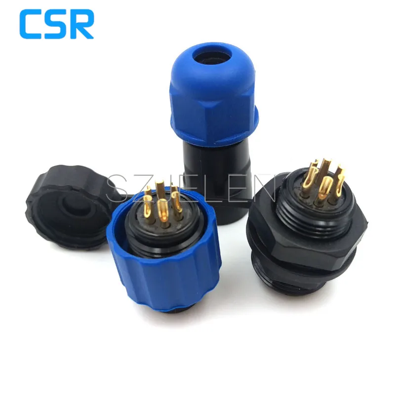 SD13 IP68 6 pin AC промышленный авиационный водонепроницаемый разъем питания панельный