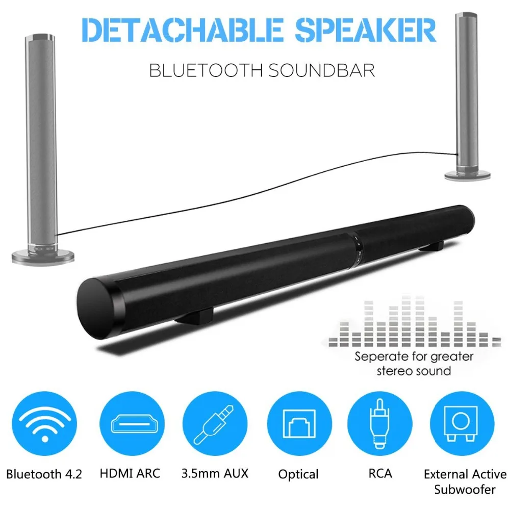 ТВ Саундбар Bluetooth динамик беспроводной стильный ткань звуковая панель Hifi 3D стерео объемный поддержка RCA AUX HDMI для домашнего кинотеатра