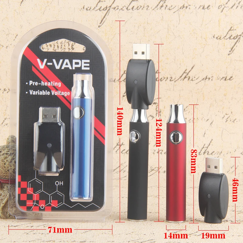 

Kingfish Preheat Function e cigarette EVOD VAPE Battery Variable Voltage 2.6-4.2V 510 thread vaper for CDB Vaporizer pen 5Pcs
