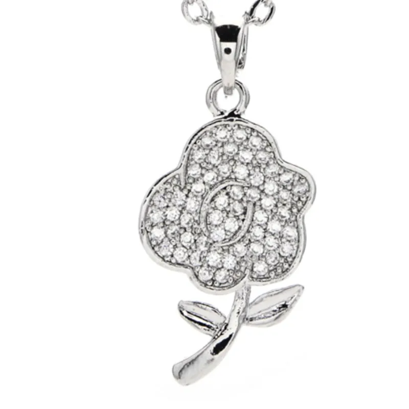 

Цунами Новый розы камень циркон Цепочки и ожерелья подвеска для женский серебряный Цвет Цепочки и ожерелья ювелирные изделия для женщин оч...