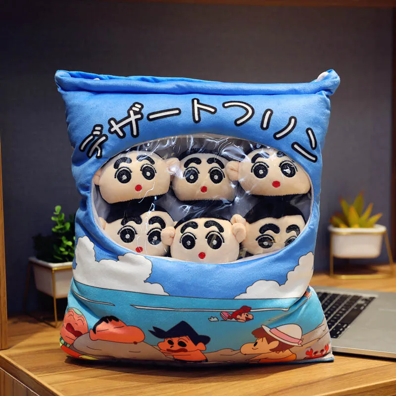 Большой мешок закусок подушки Пикачу коричневый Doraemon Crayon Shin-chan мягкая плюшевая игрушка подушка мягкая кукла подарок на день рождения - Цвет: Crayon Shin-chan