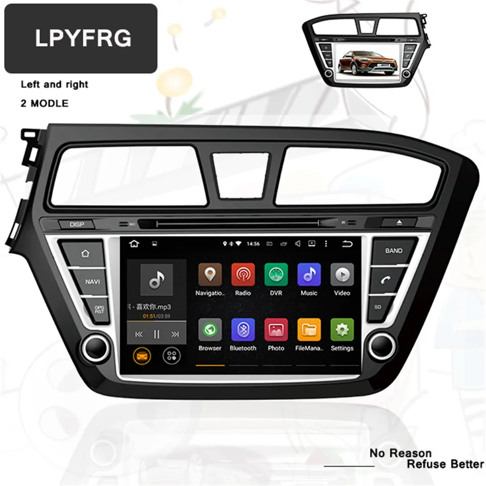 Автомобильный DVD плеер Восьмиядерный android 10 0 подходит для HYUNDAI I20 2014 2015 2016 2018 2019 GPS