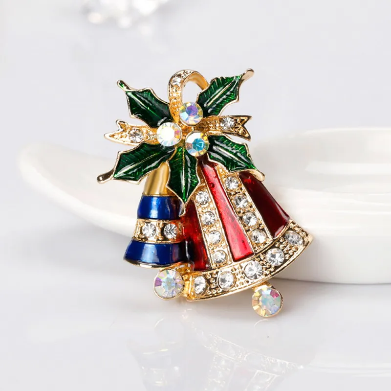 Bells Brooch Новые Броши с милой рождественской серией шармы Санта Клаус Модные мужские женские булавки броши ювелирные изделия тканевые украшения - Окраска металла: Bells Brooch