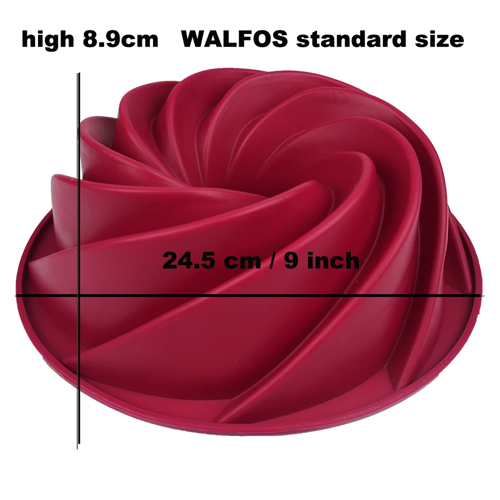 WALFOS силиконовая форма для торта 24,5*8,9 см большая вихревая форма силиконового масла формы для выпечки, кухонные принадлежности Инструменты для выпечки форма для выпечки, формочка
