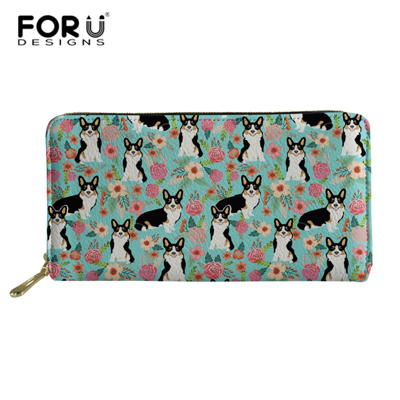 FORUDESIGNS/милые корги, женские кошельки, Рождественская собака, Дамская искусственная кожа, Длинный кошелек, большой емкости, модный клатч для денег и телефона - Цвет: Z3878Z21