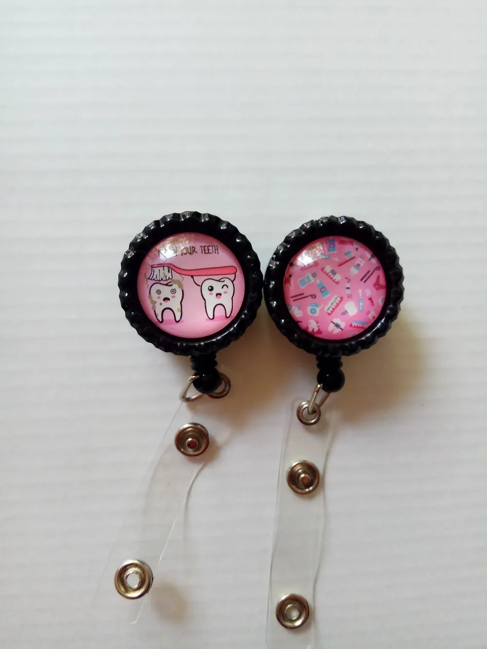 

Cute Dental Black Retractable Badge Reel ID Tag Holder 10pcs/lot