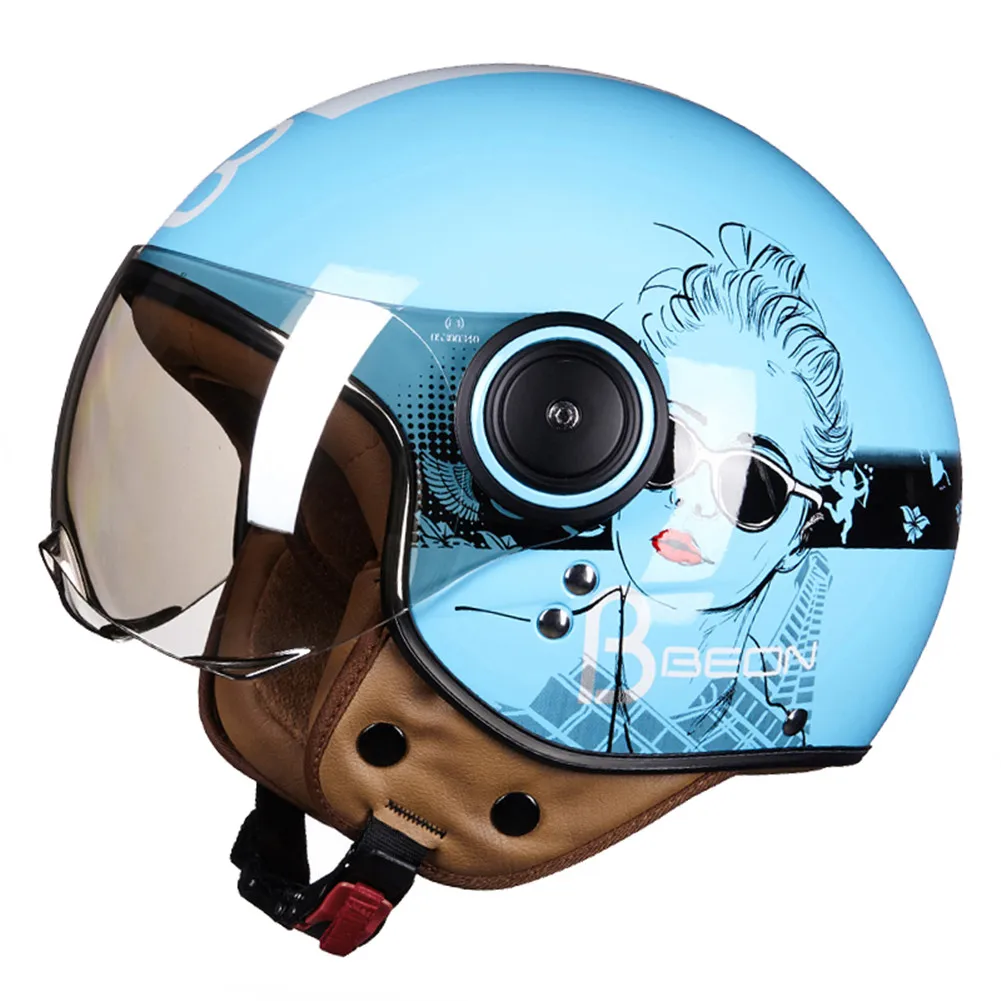 BEON moto rcycle шлем для скутера 3/4 с открытым лицом винтажный женщин Casque Casco cicleta Capacete