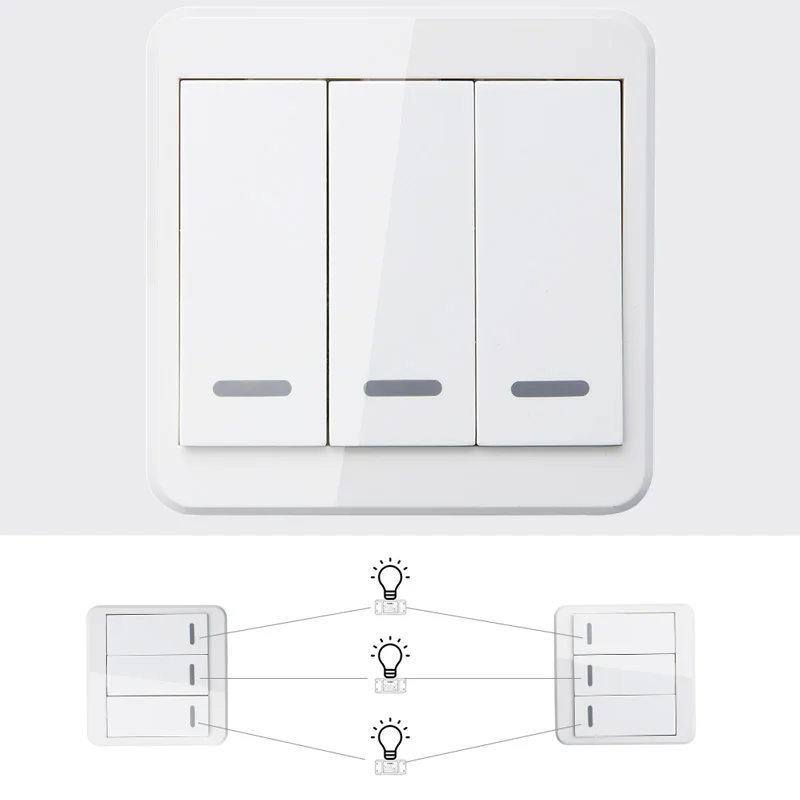 RF-3buttons AC 220V приемо-Беспроводной дистанционного Управление настенный выключатель Панель дистанционного управления зала Потолочное освещение в спальню Настенные светильники Беспроводной TX - Цвет: RF-3buttons