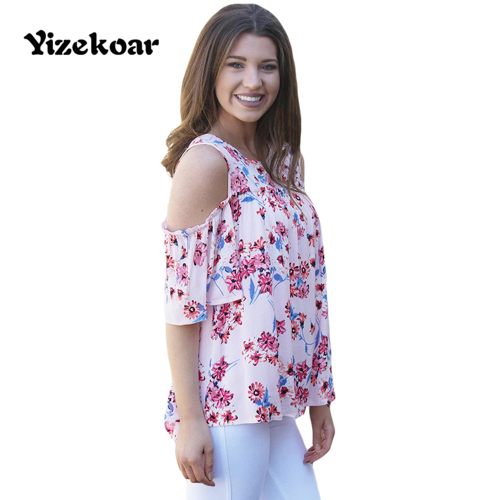 Yizekoar женская одежда новые модные рубашки с короткими рукавами круглым вырезом