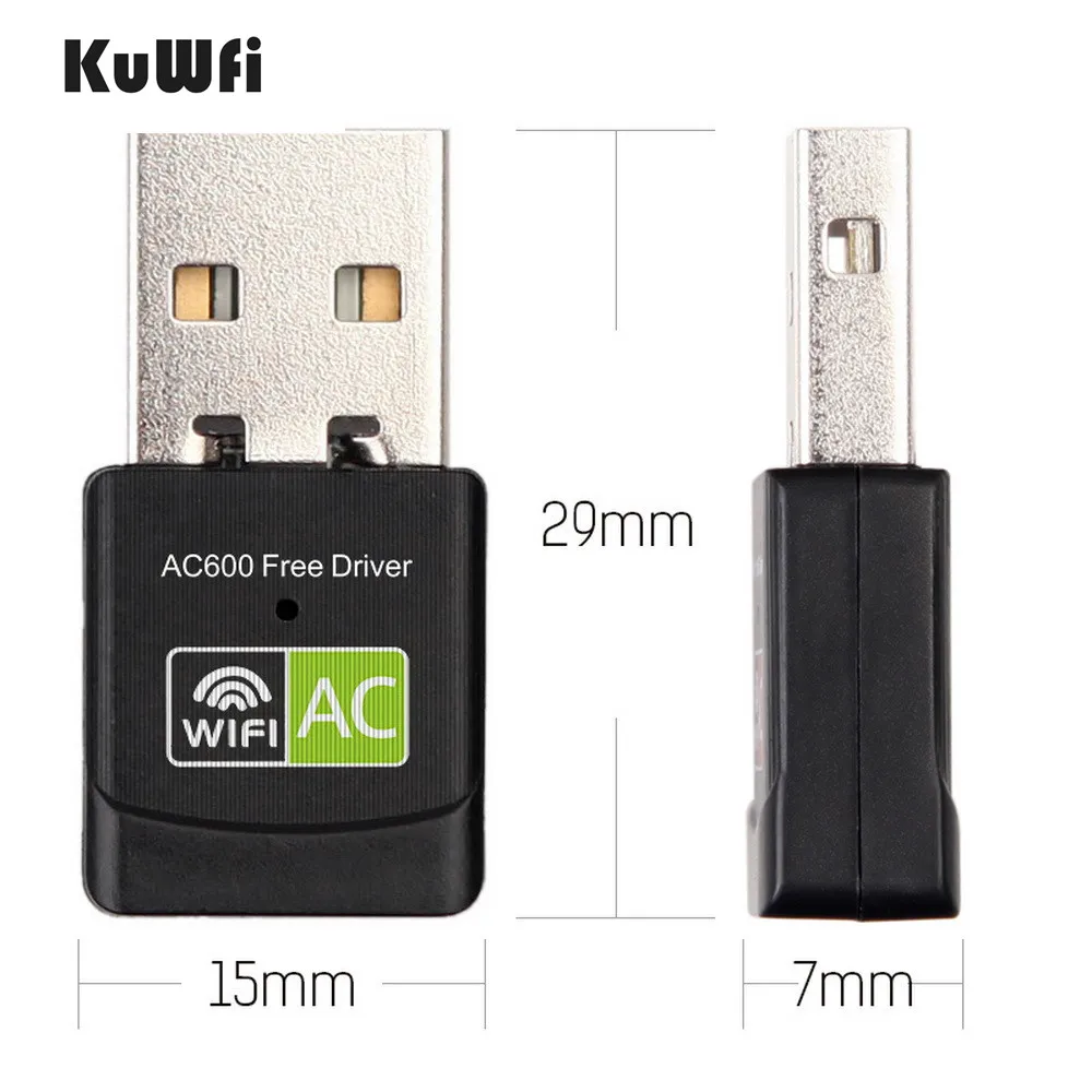 KuWfi Бесплатный драйвер беспроводной USB Wifi адаптер 600 Мбит/с USB Ethernet 2,4G 5G Двухдиапазонная Wi-Fi Сетевая Карта 802.11n/g/a/ac