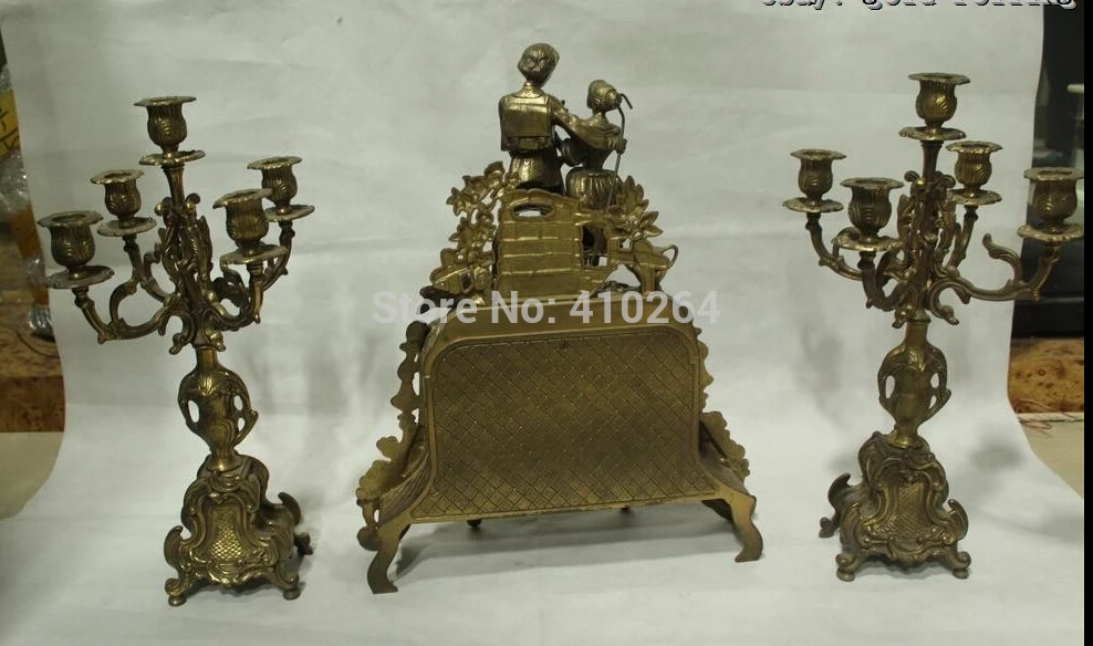 18&quotCostful West Art Folk collection beautiful Bronze Belle candelabrum Clock Set Statue | Дом и сад