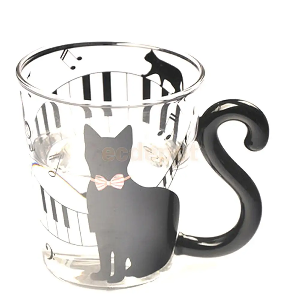 Креативная стеклянная кружка Cat Kitty для чая молока кофе с ручкой подарок на день