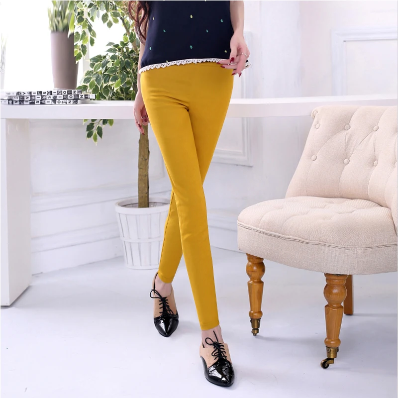 Женские леггинсы с завышенной талией яркие цветные брюки карандаш женские