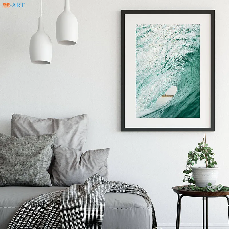 Современное искусство пейзаж Картина на холсте океан волны Плакаты и принты Wall Art