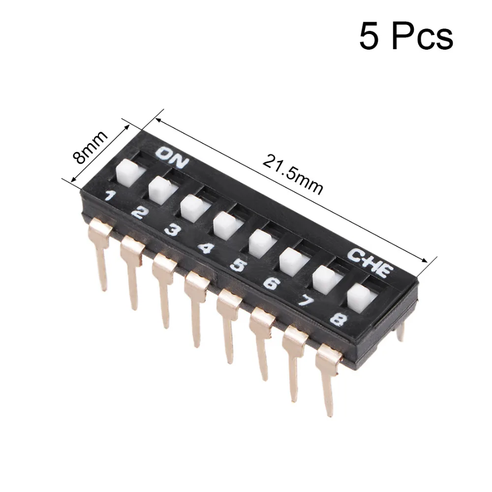5 шт. переключатели Uxcell Black DIP 1-5/8 позиций шаг 2 54 мм для монтажных плат PCB идеально