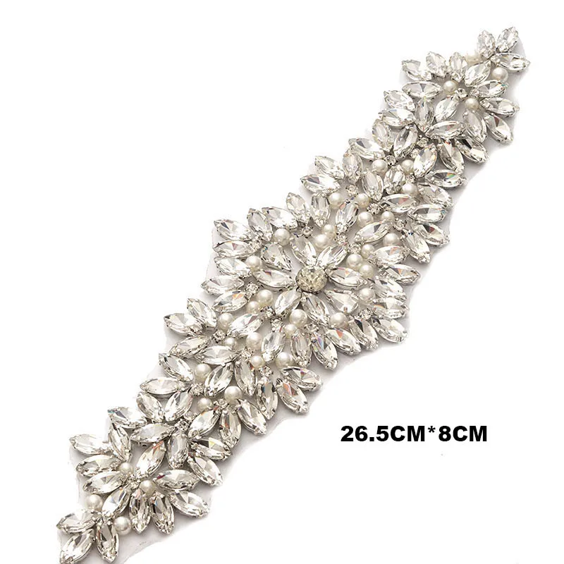 I Silver Серебро/розовое золото Свадебная аппликация из страз кусок кристалл бисером аксессуары для свадебного платья свадебный пояс головной убор сумки - Цвет: I Silver