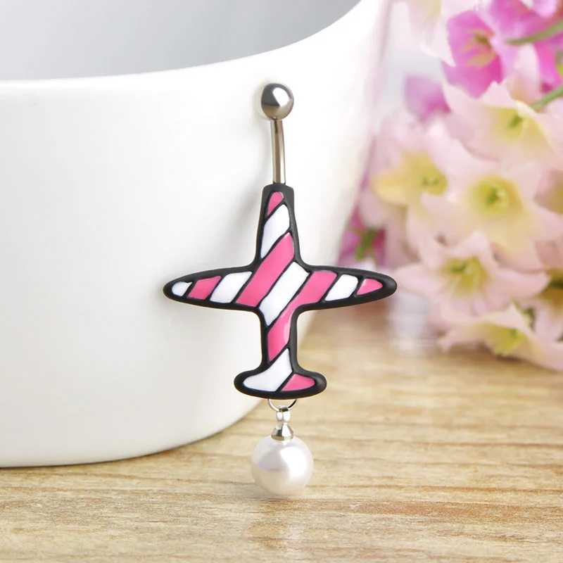 Funmor повседневные кольца для пупка с самолетом имитация жемчуга ювелирные