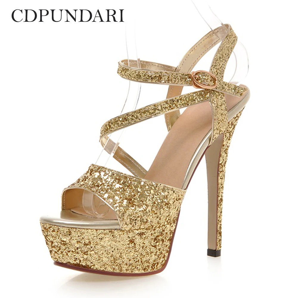 Босоножки CDPUNDARI женские на очень высоком каблуке ткань с блестками сандалии