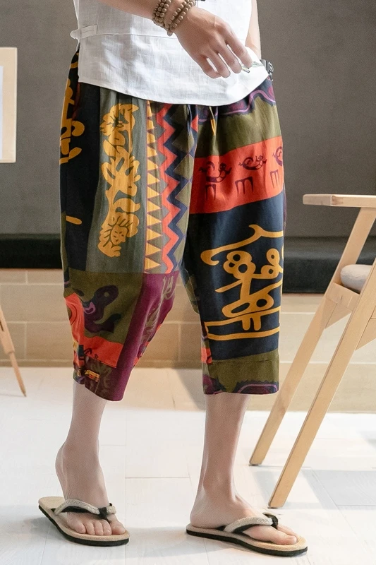 5XL шаровары мужские 2019 летние хлопковые льняные винтажные мешковатые джоггеры
