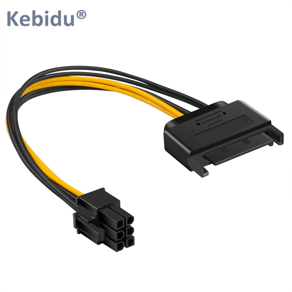 Kebidu 15pin 20 см PCIe PCI e SATA мощность до 6pin Экспресс адаптер кабель для