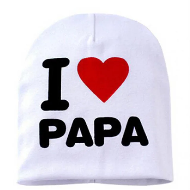white i love papa IMucci/1 PcsLovely унисекс для мальчиков и девочек осень-зима теплые I Love Mama Papa детская шапка Новые детские вязаные теплые хлопковые вязанные шапочки - Цвет: white i love papa