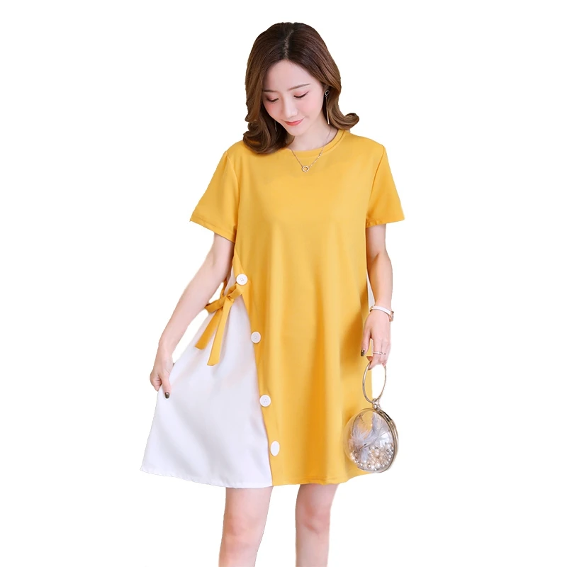 New maternity dress Korean version of the summer loose pregnant fashion stitching when skirt | Мать и ребенок