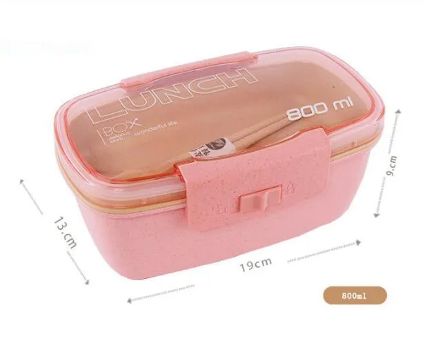 800 мл здоровый материал Ланч бокс двухслойная Пшеничная солома Bento коробки