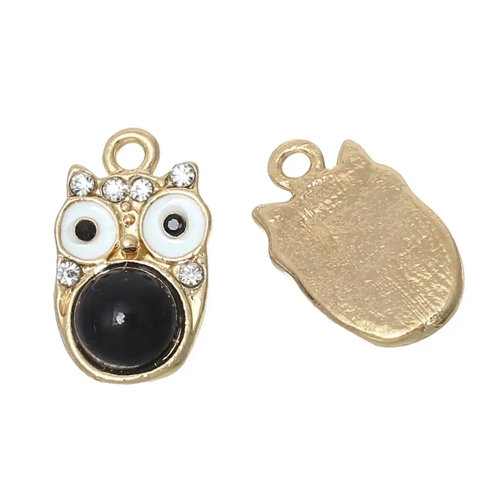 DoreenBeads цинковый сплав горный хрусталь Акриловые шармы для подвески сова золотой