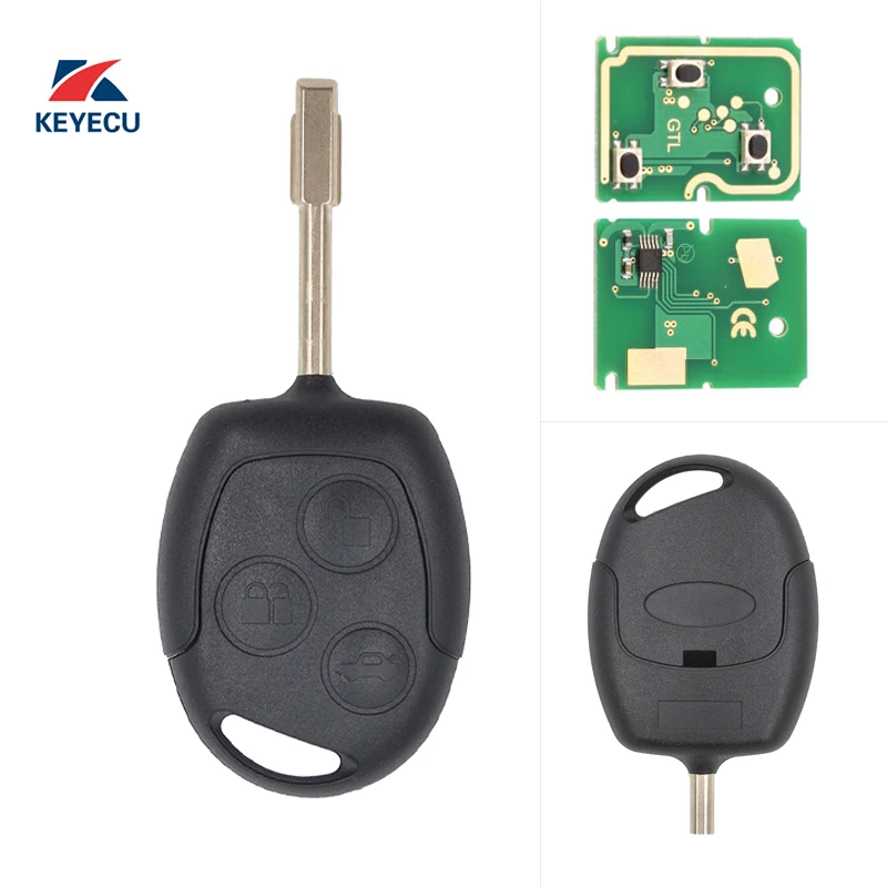 

KEYECU Replacement Remote Car Key Fob 3 Button 433MHz 4D60 for Ford Focus Mondeo Fiesta C-max 2001-2007,Pack of 10
