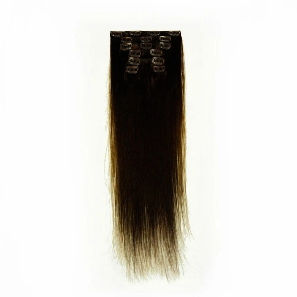 2014 new fashion color high quality 100% human virgin clip in hair extension 28 inch 7pcs 120g straight free shipping |