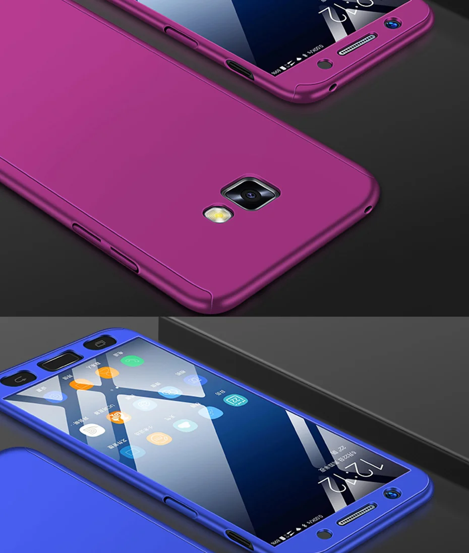 360 полная защита чехол для телефона для samsung Galaxy A750 A7 A6 A8 плюс A3 A5 J3 J5 J7 чехол Temered Стекло